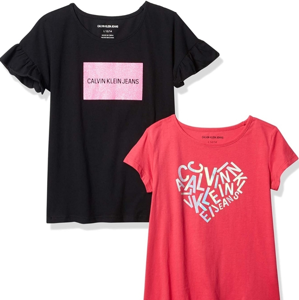 New Calvin Klein 2pck Girl's Graphic T-Shirt